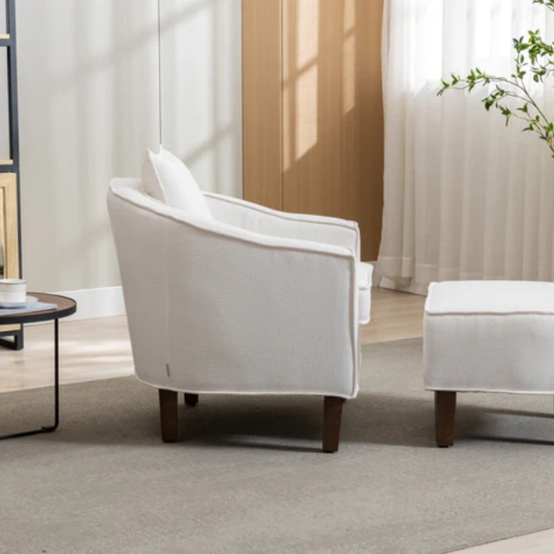 COOLMORE Accent Chair with Ottoman, Mid Century Modern Barrel Chair Upholstered Club Tub Round Arms Chair for Living Room-海智集-Default-