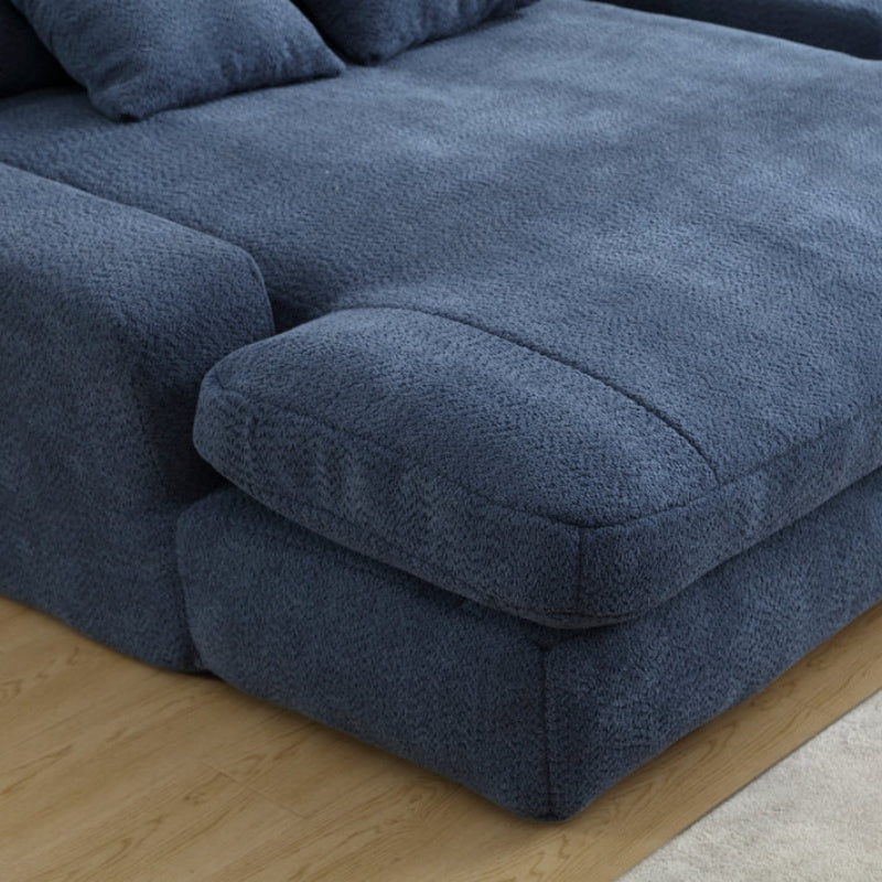 COOLMORE Chenille 2-seater lazy sofa With 5 back pillows,Comfy Sofa- Deep Seat Couch for Living Room,Club (Navy)-海智集-Default-