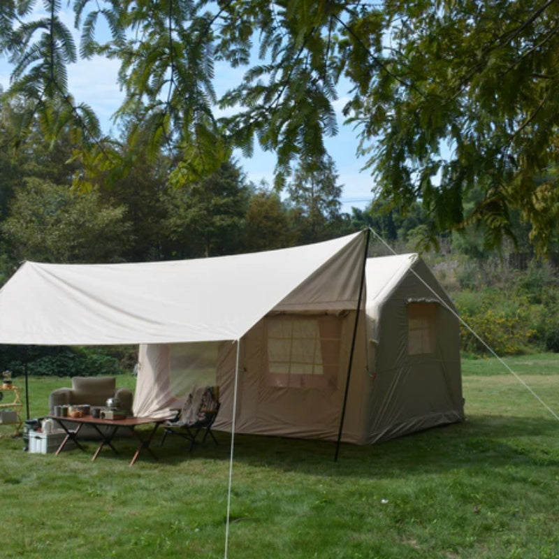 9.8 x13ft with canopy, Inflatable Camping Tents with Hand Pump, Air Glamping Tents, Easy Setup Waterproof and Windproof Blow up Tent Beige-海智集-Default-