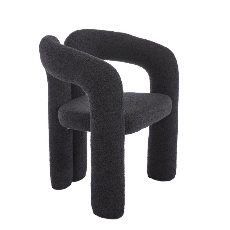 COOLMORE Contemporary Designed Teddy Fabric Upholstered Accent/Dining Chair, Black, Soft Velvet, 24'' x 20.5'' x 28''-海智集-Default-