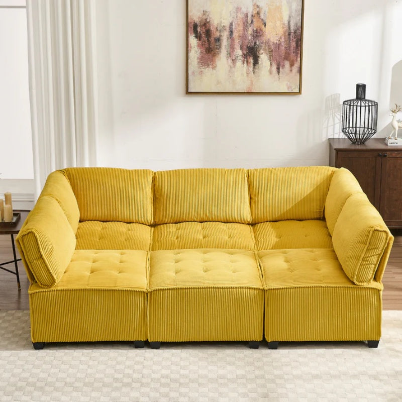 UNITED WE WIN Modular Sectional Sofa U Shaped Modular Couch with Reversible Chaise Modular Sofa Sectional Couch,6- Seat Convertible Sofa,Fit for Living Room-海智集-Default-