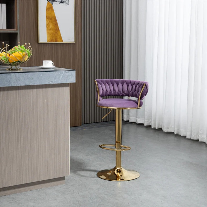 COOLMORE Swivel Bar Stools Set of 2 Adjustable Counter Height Chairs with Footrest for Kitchen, Dining Room 2PC/SET-海智集-Default-