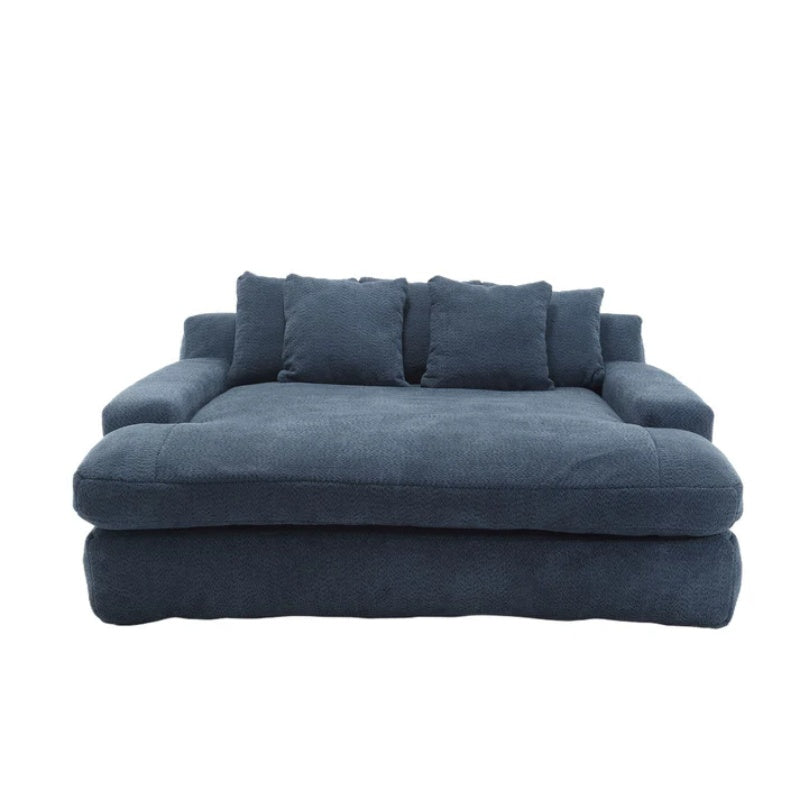 COOLMORE Chenille 2-seater lazy sofa With 5 back pillows,Comfy Sofa- Deep Seat Couch for Living Room,Club (Navy)-海智集-Default-