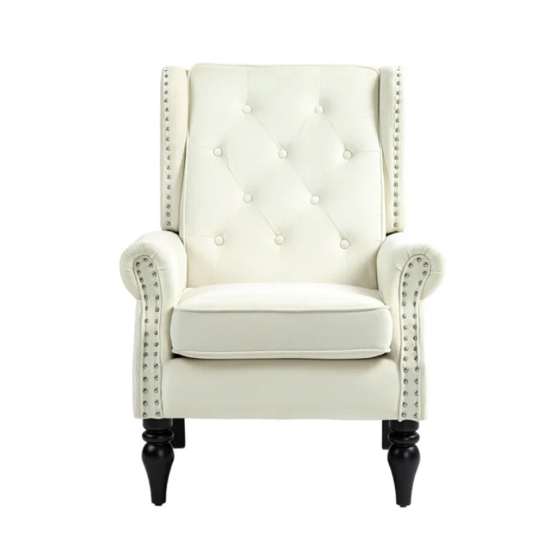 COOLMORE Wood Frame Armchair, Modern Accent Chair Lounge Chair with Sturdy Wood Legs for Living Room Bedroom (Beige)-海智集-Default-