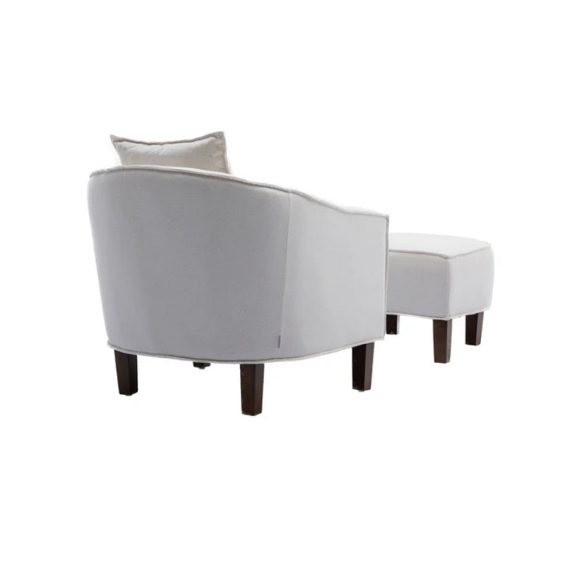 COOLMORE Accent Chair with Ottoman, Mid Century Modern Barrel Chair Upholstered Club Tub Round Arms Chair for Living Room-海智集-Default-