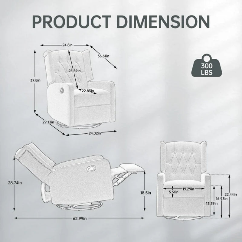 COOLMORE Rocking Recliner Chair,360 Degree Swivel Nursery Rocking Chair,Glider Chair,Modern Small Rocking Swivel Recliner Chair for Bedroom,Living Room Chair Home Theater Seat (White Teddy)-海智集-Default-
