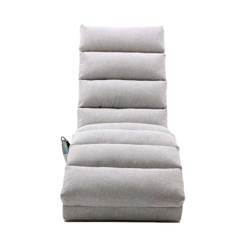 Light Grey Linen Massage Chaise Lounge Indoor with Remote Control, Ergonomic Electric Massage Lounger with 5 Modes-海智集-Default-