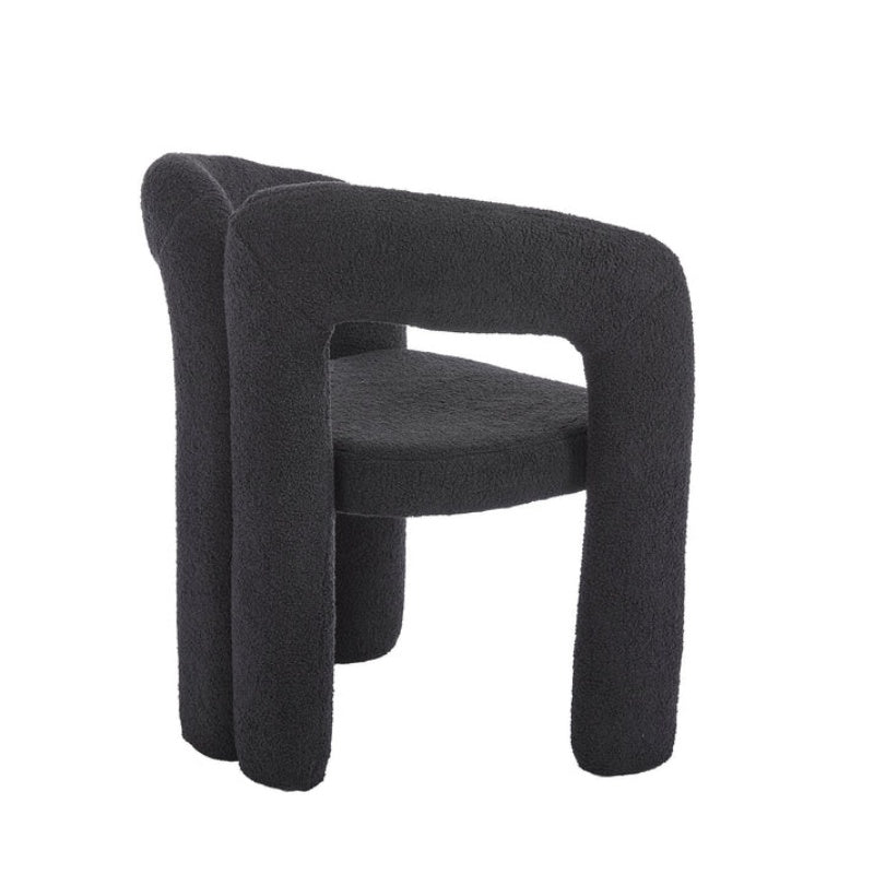 COOLMORE Contemporary Designed Teddy Fabric Upholstered Accent/Dining Chair, Black, Soft Velvet, 24'' x 20.5'' x 28''-海智集-Default-