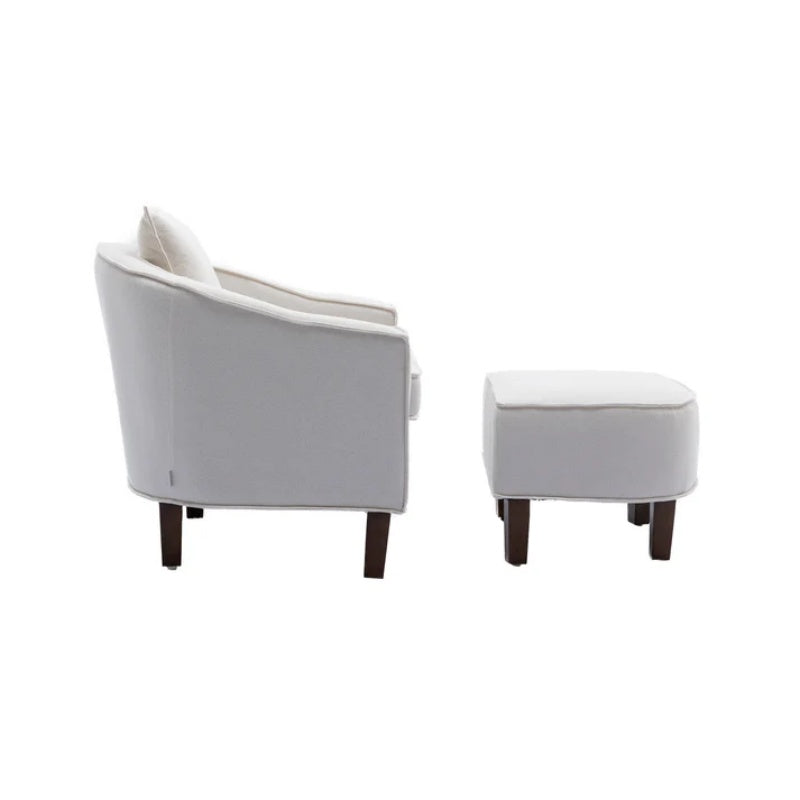COOLMORE Accent Chair with Ottoman, Mid Century Modern Barrel Chair Upholstered Club Tub Round Arms Chair for Living Room-海智集-Default-