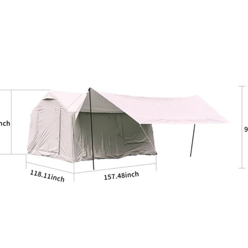 9.8 x13ft with canopy, Inflatable Camping Tents with Hand Pump, Air Glamping Tents, Easy Setup Waterproof and Windproof Blow up Tent Army green-海智集-Default-