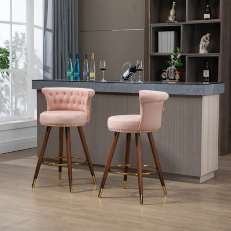 COOLMORE Swivel Bar Stools with Backrest Footrest ,with a fixed height of 360 degrees-海智集-Default-