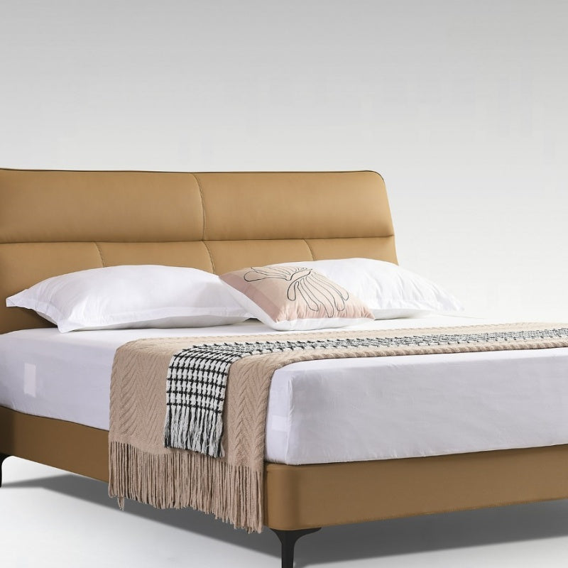 Jinxuan Series GINSON Leather Bed, Modern and simple Italian Light Luxury High-end Solid Wood Soft Package 2103 # (Including bed board but excluding bedside table)-海智集-
