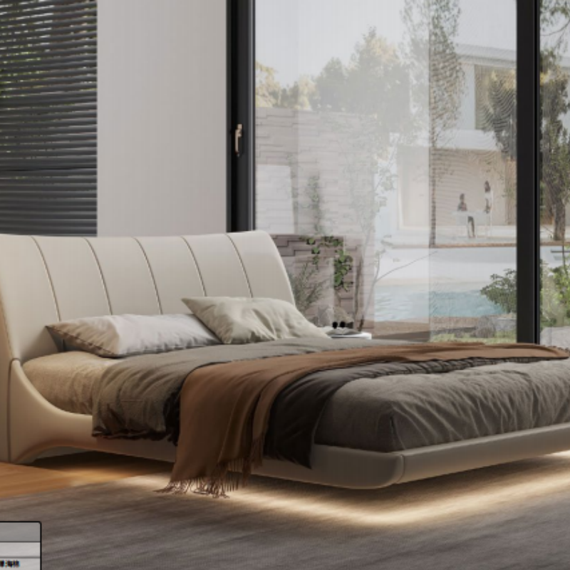Luo LAN Series Italian Light Luxury Leather Bed 1929 # 228 * 198 * 1 1.5 (Single bed without bedside table-海智集-