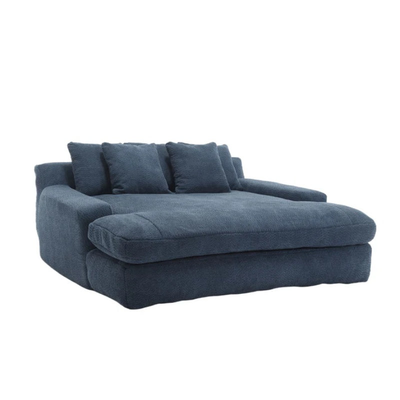 COOLMORE Chenille 2-seater lazy sofa With 5 back pillows,Comfy Sofa- Deep Seat Couch for Living Room,Club (Navy)-海智集-Default-