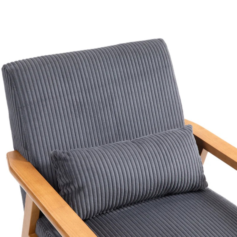 Leisure Chair with Solid Wood Armrest and Feet, Leisure chair, wood frame, velvet, l, solid rubber wood legs, Mid-Century Modern Accent chair, for Living Room Bedroom Studio chair-海智集-Default-