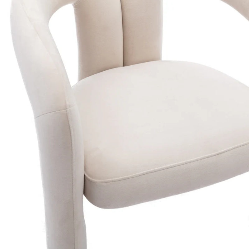 Contemporary Designed Velvet Fabric Upholstered Accent/Dining Chair /Barrel Side Chairs Kitchen Armchair for Living Room set of 2 (Beige Velvet)-海智集-Default-