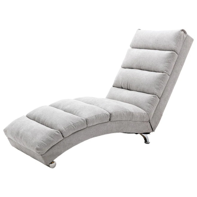 Light Grey Linen Massage Chaise Lounge Indoor with Remote Control, Ergonomic Electric Massage Lounger with 5 Modes-海智集-Default-