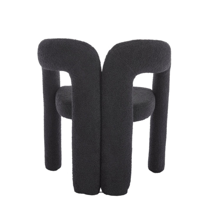COOLMORE Contemporary Designed Teddy Fabric Upholstered Accent/Dining Chair, Black, Soft Velvet, 24'' x 20.5'' x 28''-海智集-Default-