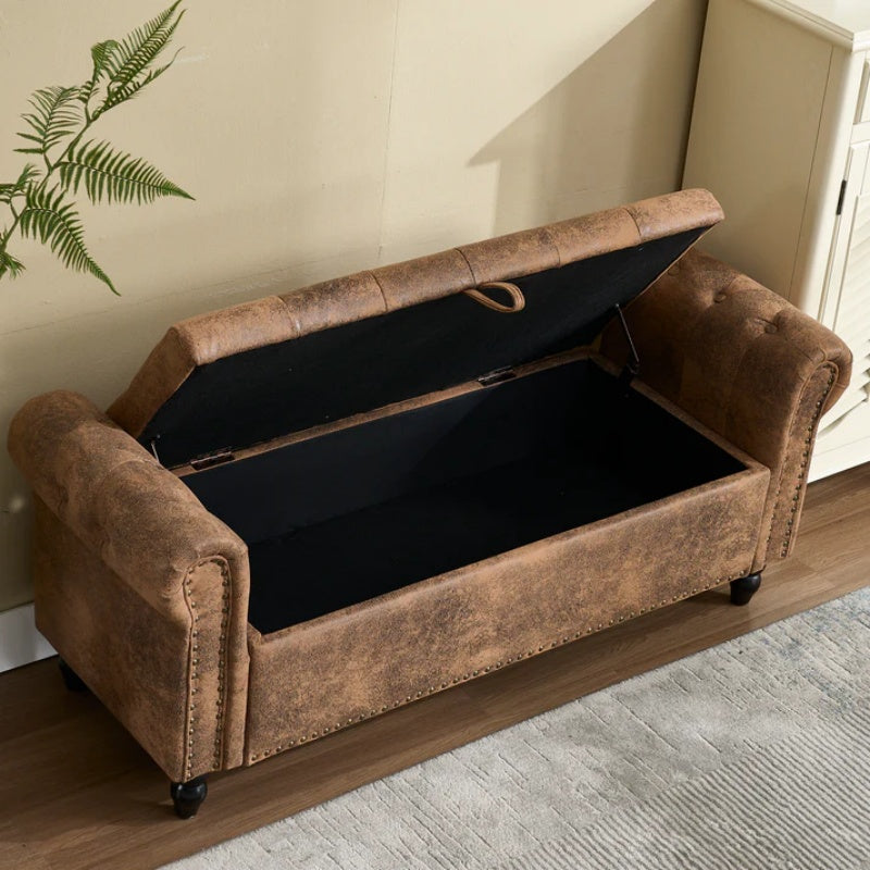 Coolmore Storage Ottoman 55.12 Inches Upholstered Fabric Storage Ottoman Bench,Button Tufted Ottoman with Storage for Living Room,Bedroom End of Bed Bench Withstands 275lbs-海智集-Default-