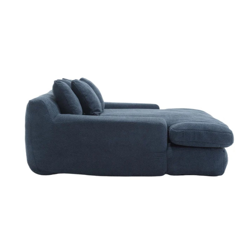 COOLMORE Chenille 2-seater lazy sofa With 5 back pillows,Comfy Sofa- Deep Seat Couch for Living Room,Club (Navy)-海智集-Default-