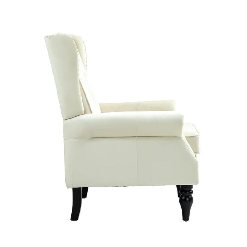 COOLMORE Wood Frame Armchair, Modern Accent Chair Lounge Chair with Sturdy Wood Legs for Living Room Bedroom (Beige)-海智集-Default-