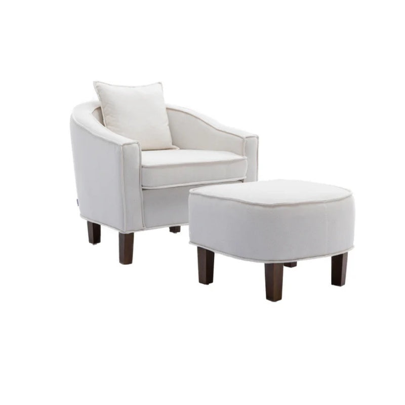 COOLMORE Accent Chair with Ottoman, Mid Century Modern Barrel Chair Upholstered Club Tub Round Arms Chair for Living Room-海智集-Default-