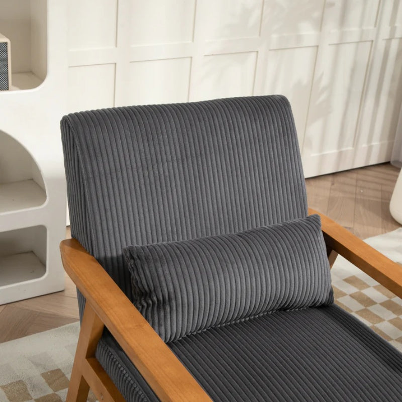 Leisure Chair with Solid Wood Armrest and Feet, Leisure chair, wood frame, velvet, l, solid rubber wood legs, Mid-Century Modern Accent chair, for Living Room Bedroom Studio chair-海智集-Default-