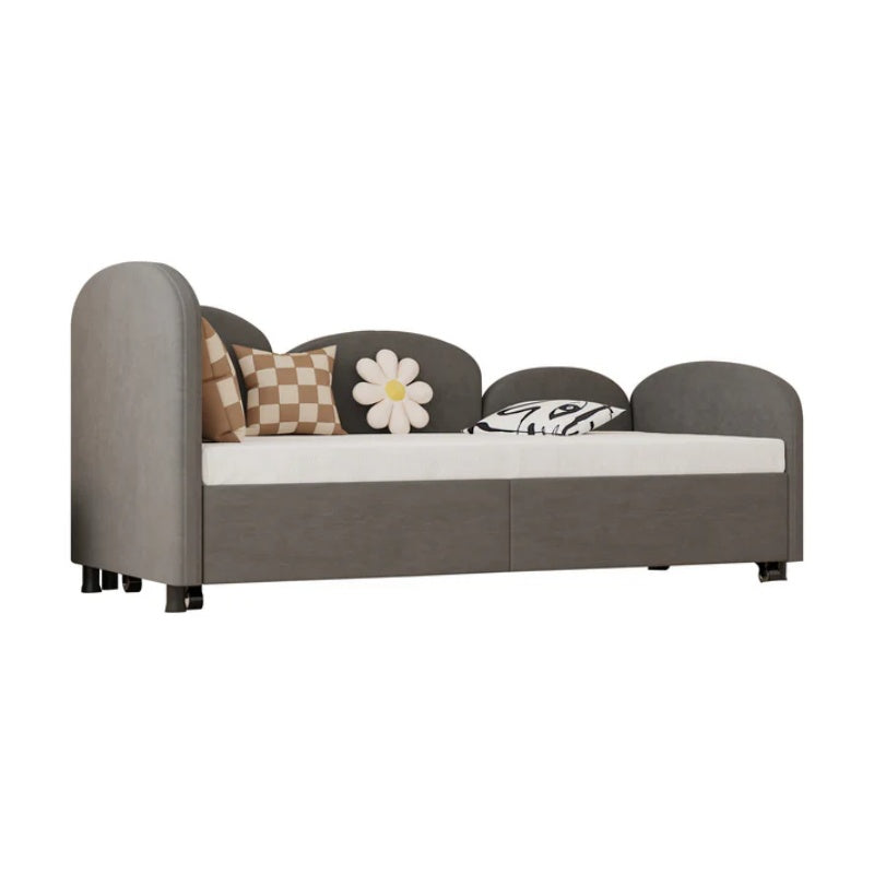Modern Twin Size Velvet Upholstered Daybed with Additional Bed Frame, Dark Gray, Solid Wood Structure-海智集-Default-