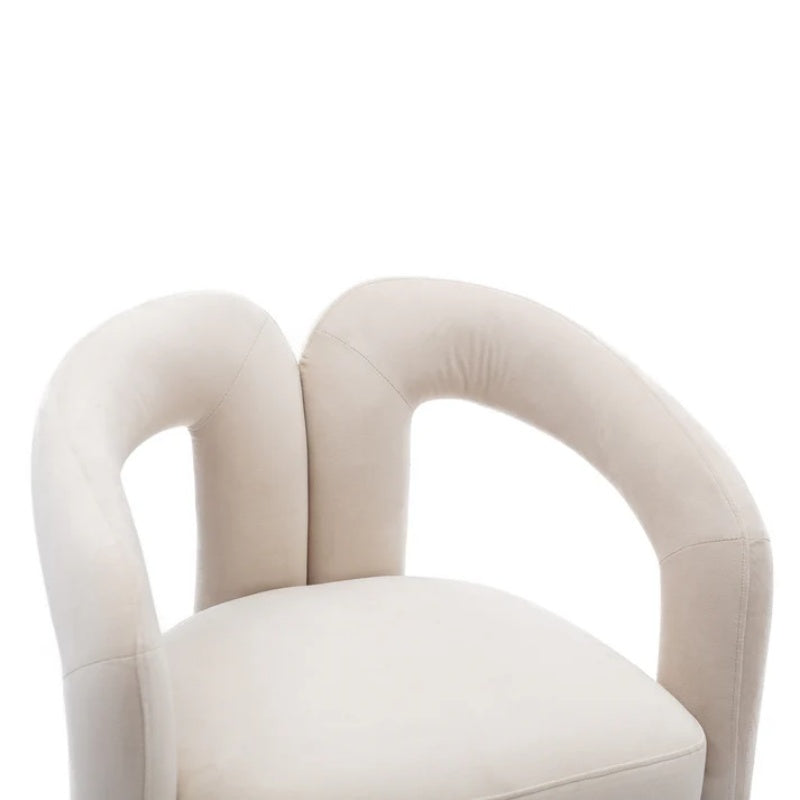 Contemporary Designed Velvet Fabric Upholstered Accent/Dining Chair /Barrel Side Chairs Kitchen Armchair for Living Room set of 2 (Beige Velvet)-海智集-Default-