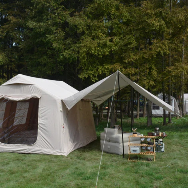 9.8 x13ft with canopy, Inflatable Camping Tents with Hand Pump, Air Glamping Tents, Easy Setup Waterproof and Windproof Blow up Tent Beige-海智集-Default-