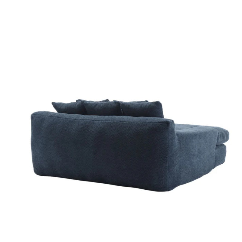 COOLMORE Chenille 2-seater lazy sofa With 5 back pillows,Comfy Sofa- Deep Seat Couch for Living Room,Club (Navy)-海智集-Default-