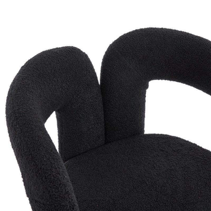 COOLMORE Contemporary Designed Teddy Fabric Upholstered Accent/Dining Chair, Black, Soft Velvet, 24'' x 20.5'' x 28''-海智集-Default-