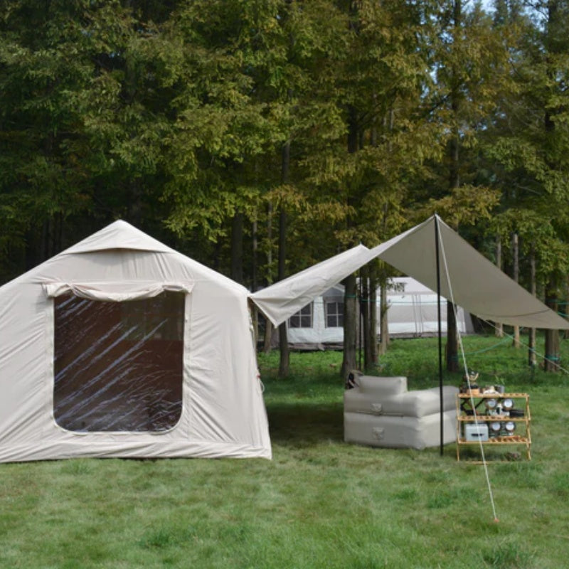 9.8 x13ft with canopy, Inflatable Camping Tents with Hand Pump, Air Glamping Tents, Easy Setup Waterproof and Windproof Blow up Tent Beige-海智集-Default-