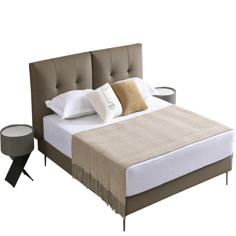 Jinxuan Series Jinxuan GINSON Genuine Leather Bed, Modern and simple Italian light Luxury high-end solid wood soft Package XF-20# (Including bed board but excluding bedside table)-海智集-