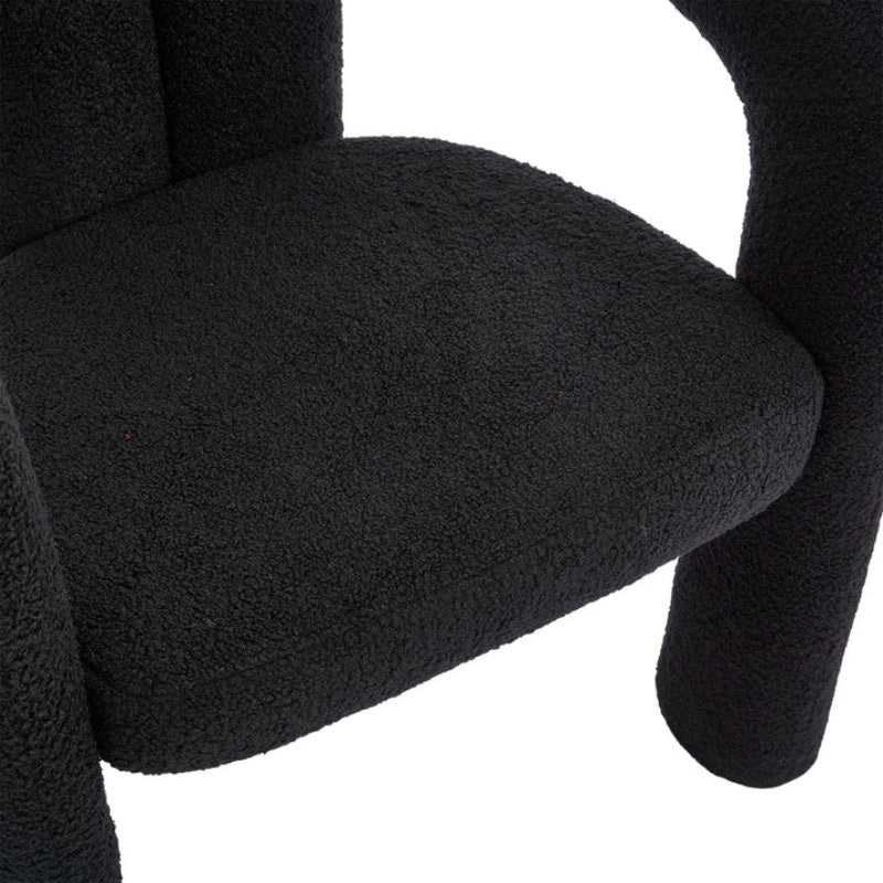 COOLMORE Contemporary Designed Teddy Fabric Upholstered Accent/Dining Chair, Black, Soft Velvet, 24'' x 20.5'' x 28''-海智集-Default-
