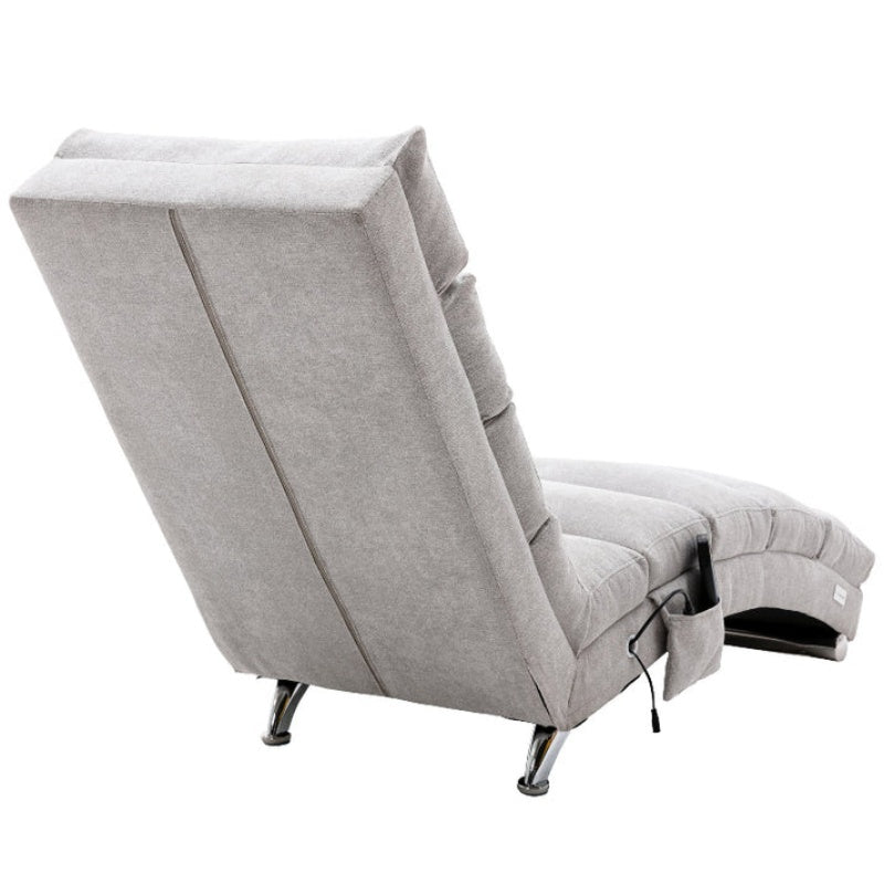 Light Grey Linen Massage Chaise Lounge Indoor with Remote Control, Ergonomic Electric Massage Lounger with 5 Modes-海智集-Default-