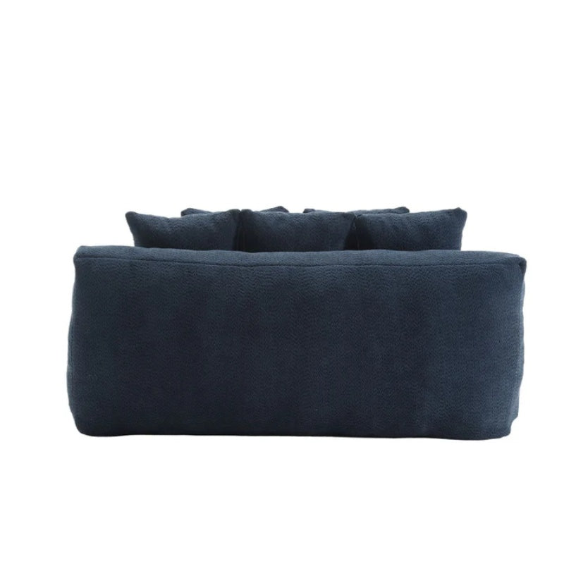 COOLMORE Chenille 2-seater lazy sofa With 5 back pillows,Comfy Sofa- Deep Seat Couch for Living Room,Club (Navy)-海智集-Default-