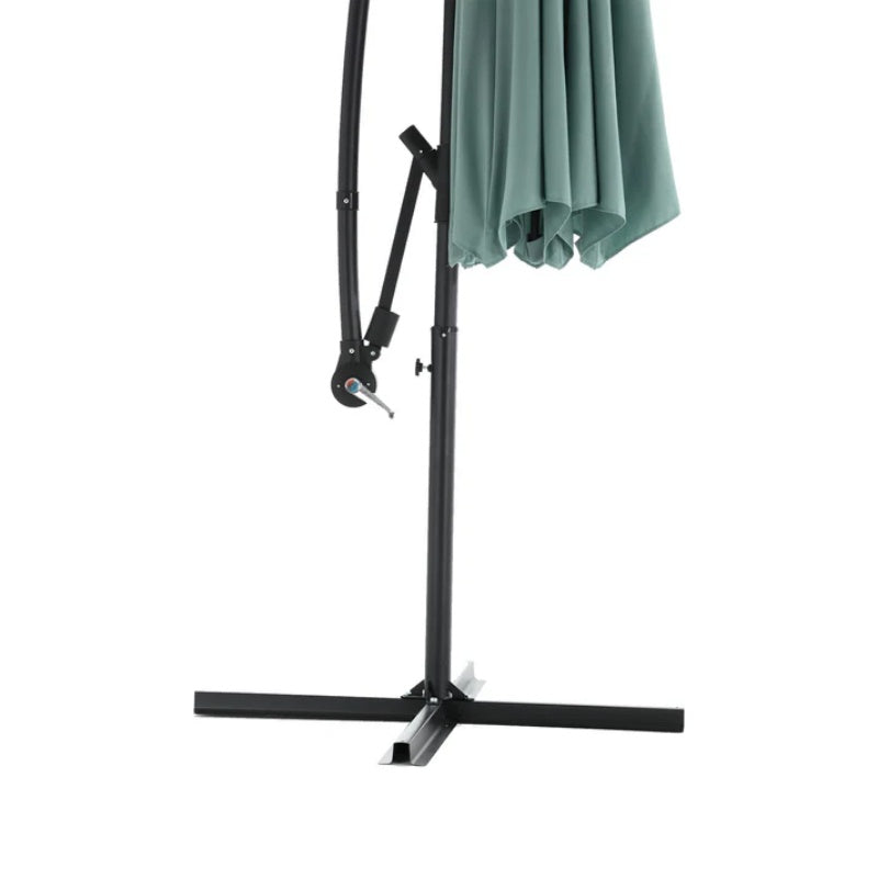 10ft Solar LED Offset Hanging Market Patio Umbrella ( Light green )(No Base)-海智集-Default-