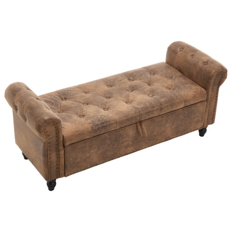 Coolmore Storage Ottoman 55.12 Inches Upholstered Fabric Storage Ottoman Bench,Button Tufted Ottoman with Storage for Living Room,Bedroom End of Bed Bench Withstands 275lbs-海智集-Default-