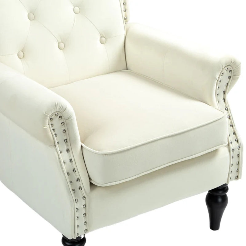 COOLMORE Wood Frame Armchair, Modern Accent Chair Lounge Chair with Sturdy Wood Legs for Living Room Bedroom (Beige)-海智集-Default-