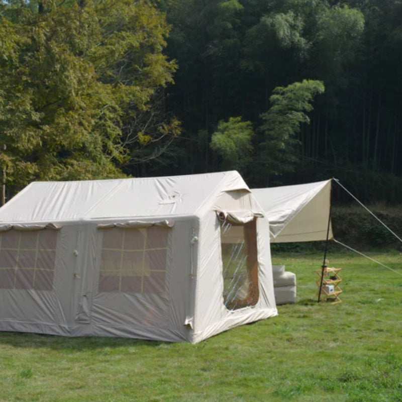 9.8 x13ft with canopy, Inflatable Camping Tents with Hand Pump, Air Glamping Tents, Easy Setup Waterproof and Windproof Blow up Tent Beige-海智集-Default-