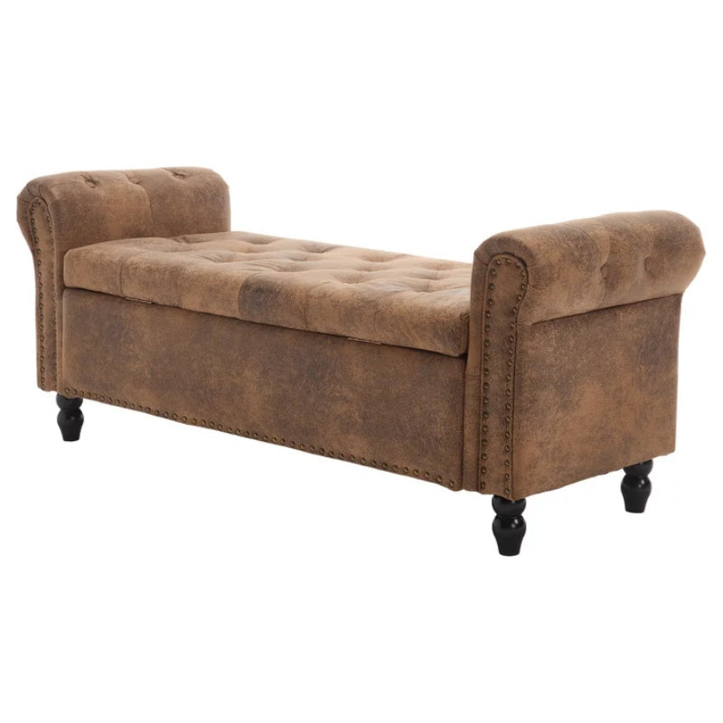 Coolmore Storage Ottoman 55.12 Inches Upholstered Fabric Storage Ottoman Bench,Button Tufted Ottoman with Storage for Living Room,Bedroom End of Bed Bench Withstands 275lbs-海智集-Default-