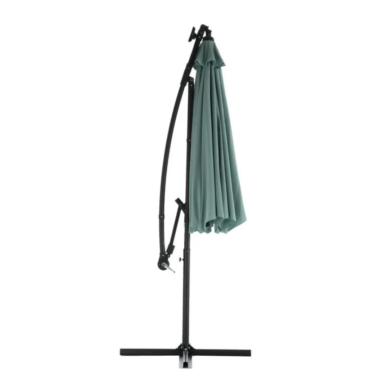 10ft Solar LED Offset Hanging Market Patio Umbrella ( Light green )(No Base)-海智集-Default-