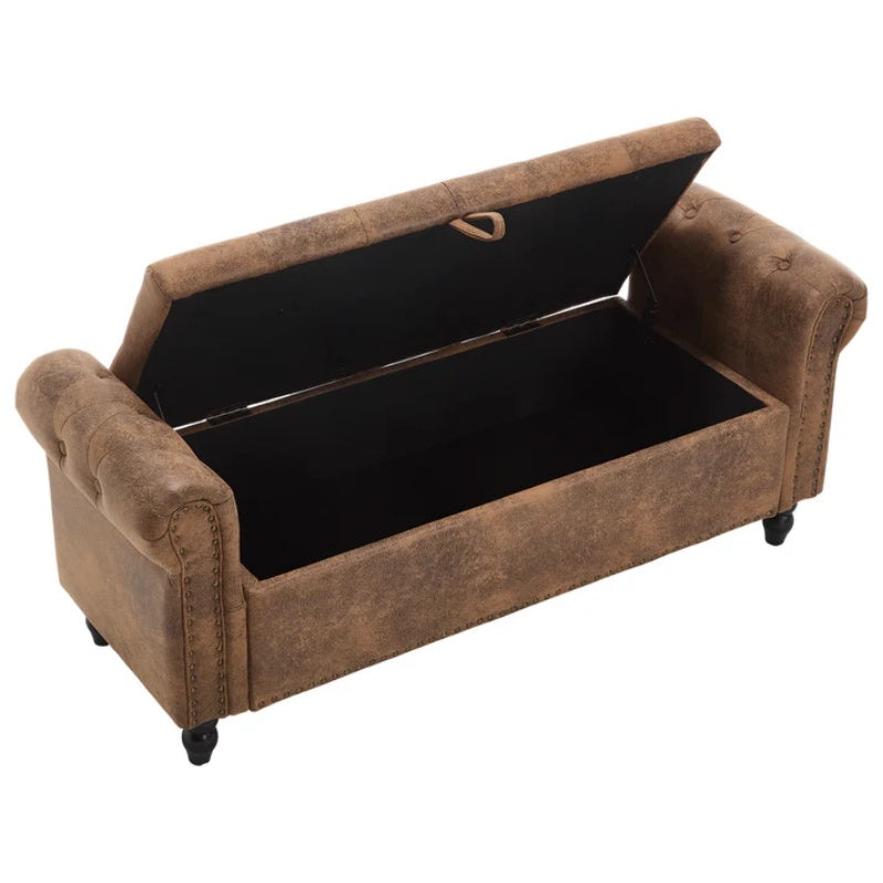 Coolmore Storage Ottoman 55.12 Inches Upholstered Fabric Storage Ottoman Bench,Button Tufted Ottoman with Storage for Living Room,Bedroom End of Bed Bench Withstands 275lbs-海智集-Default-