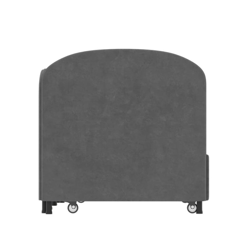 Modern Twin Size Velvet Upholstered Daybed with Additional Bed Frame, Dark Gray, Solid Wood Structure-海智集-Default-