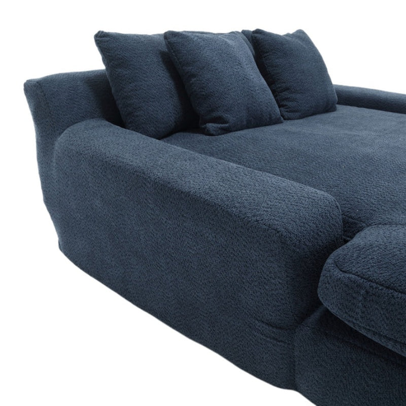 COOLMORE Chenille 2-seater lazy sofa With 5 back pillows,Comfy Sofa- Deep Seat Couch for Living Room,Club (Navy)-海智集-Default-