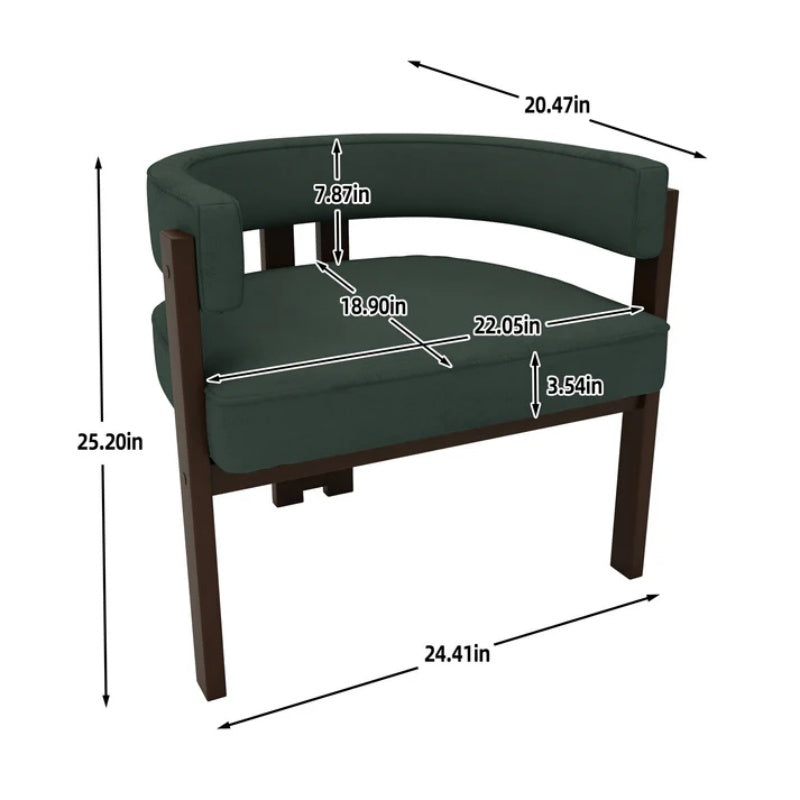 Modern Accent Chair Teddy Upholstered Armchair with Open Back 3 Legs Barrel Dining Chair Comfy Side Chair Set of 2 Emerald-海智集-Default-