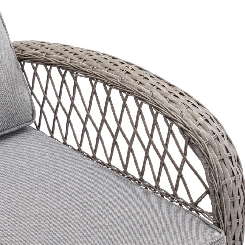 3 Pieces Outdoor Swivel Rocker Patio Chairs, 360 Degree Rocking Patio Conversation Set with Thickened Cushions and Glass Coffee Table for Backyard, Grey-海智集-Default-