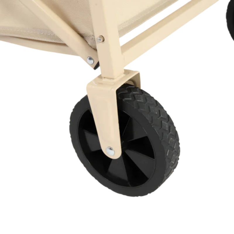 Lightweight Portable Heavy Duty Folding Beach Wagons with Wheels - Outdoor Utility Carts for Grocery, Camping, Shopping, Sports, Garden with Large Capacity-Beige-海智集-Default-
