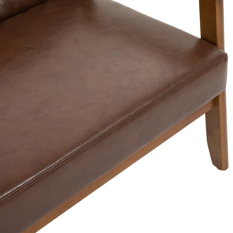 COOLMORE Mid-Century Modern Solid Loveseat Sofa Upholstered Pu Leather Loveseat, 2-Seat Upholstered Loveseat Sofa Modern Couch-海智集-Default-